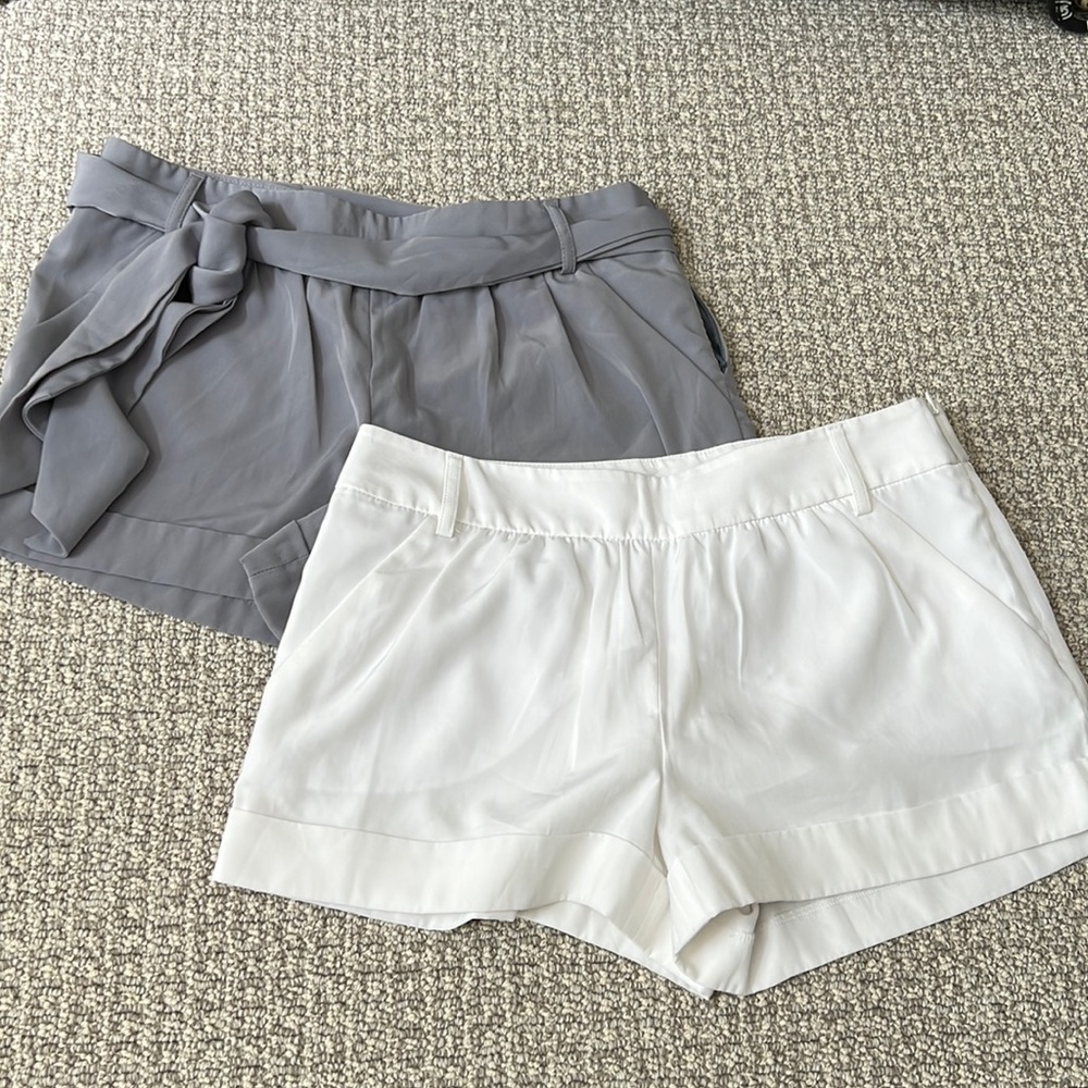 🟢 Express Trouser Dressy Shorts belt Grey and White 0